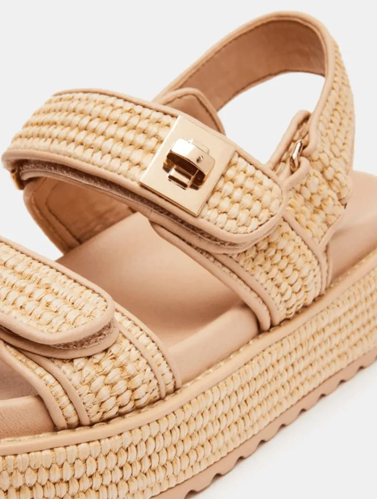 Steve Madden Bigmona Slingback Platform Sandal in Natural Raffia
