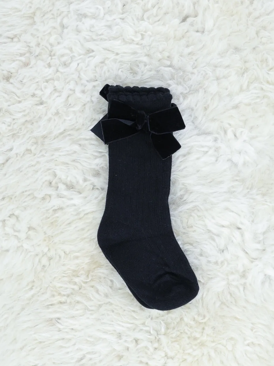Velvet Bow Socks - 6 Colors Available
