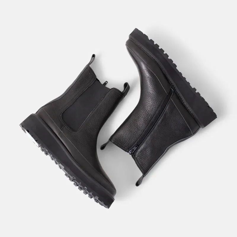 Walnut - Jacs Leather Boot - Black Pebble